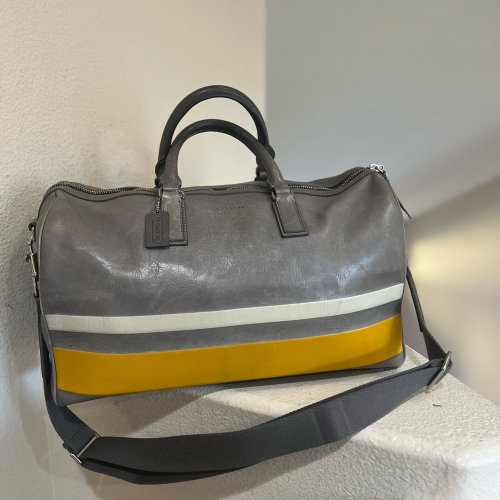 COACH Boston Bag 93202 BLEECKER DEBOSSED STRIPE DUFFLE BAG travel weekender